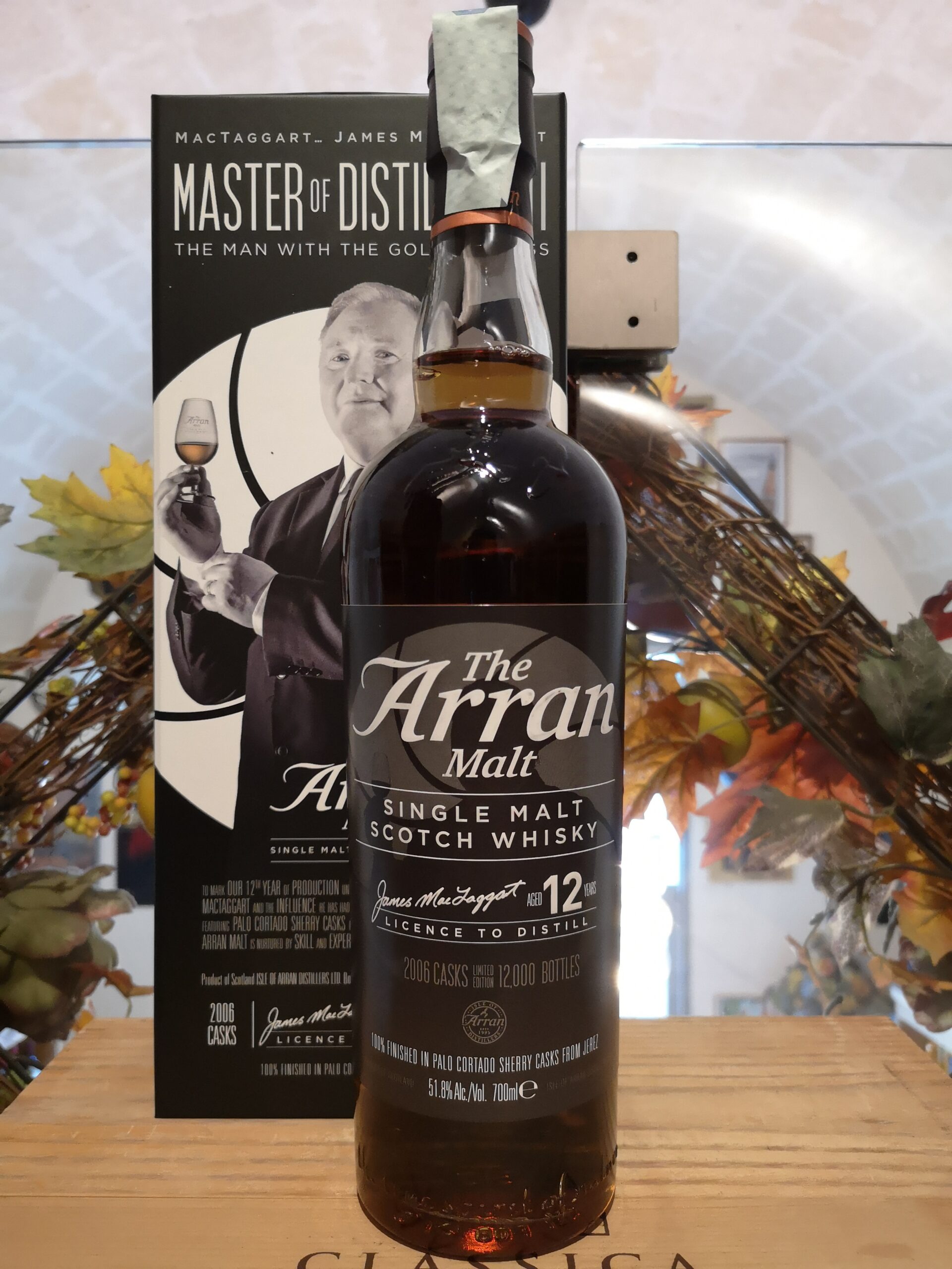 Arran Single Malt Scotch Whisky Master of Distilling II 2006 12 YO The Man With The Golden Glass